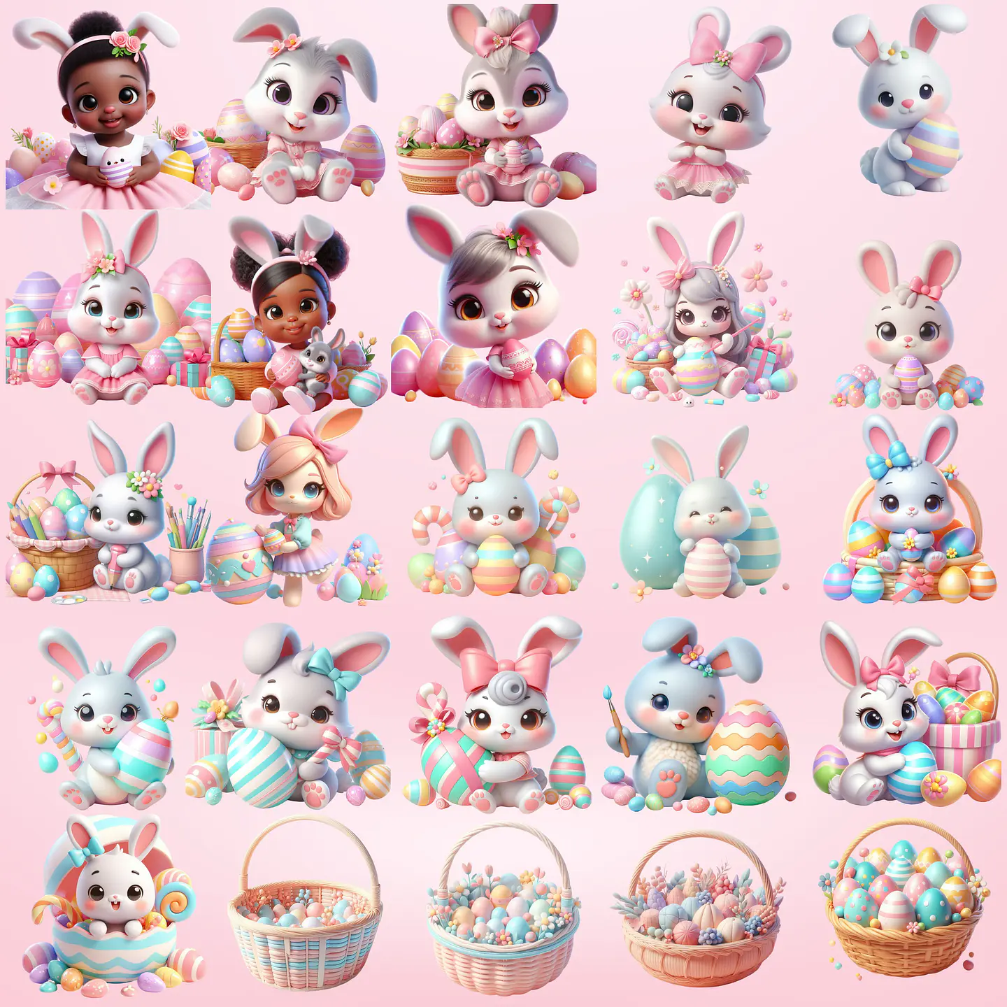 Kit Digital Páscoa Cute em Png  3