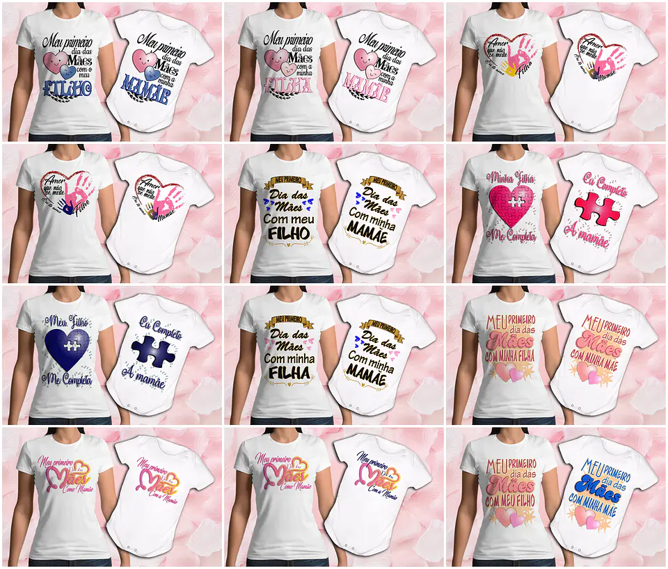 Mega Pack Artes para Camisa Dia das Mães Tal Mãe Tal Filha  2