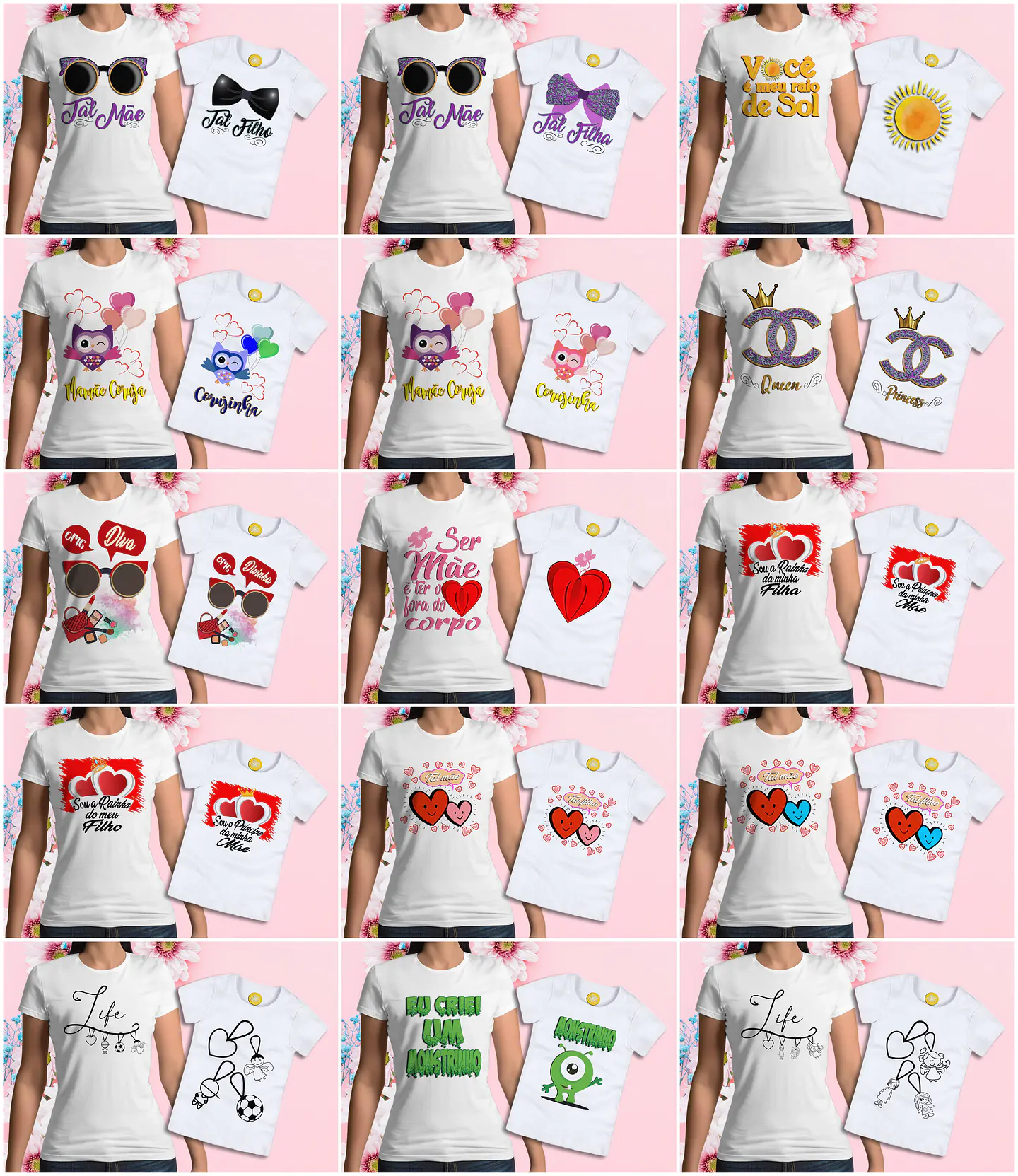 Mega Pack Artes para Camisa Dia das Mães Tal Mãe Tal Filha  3