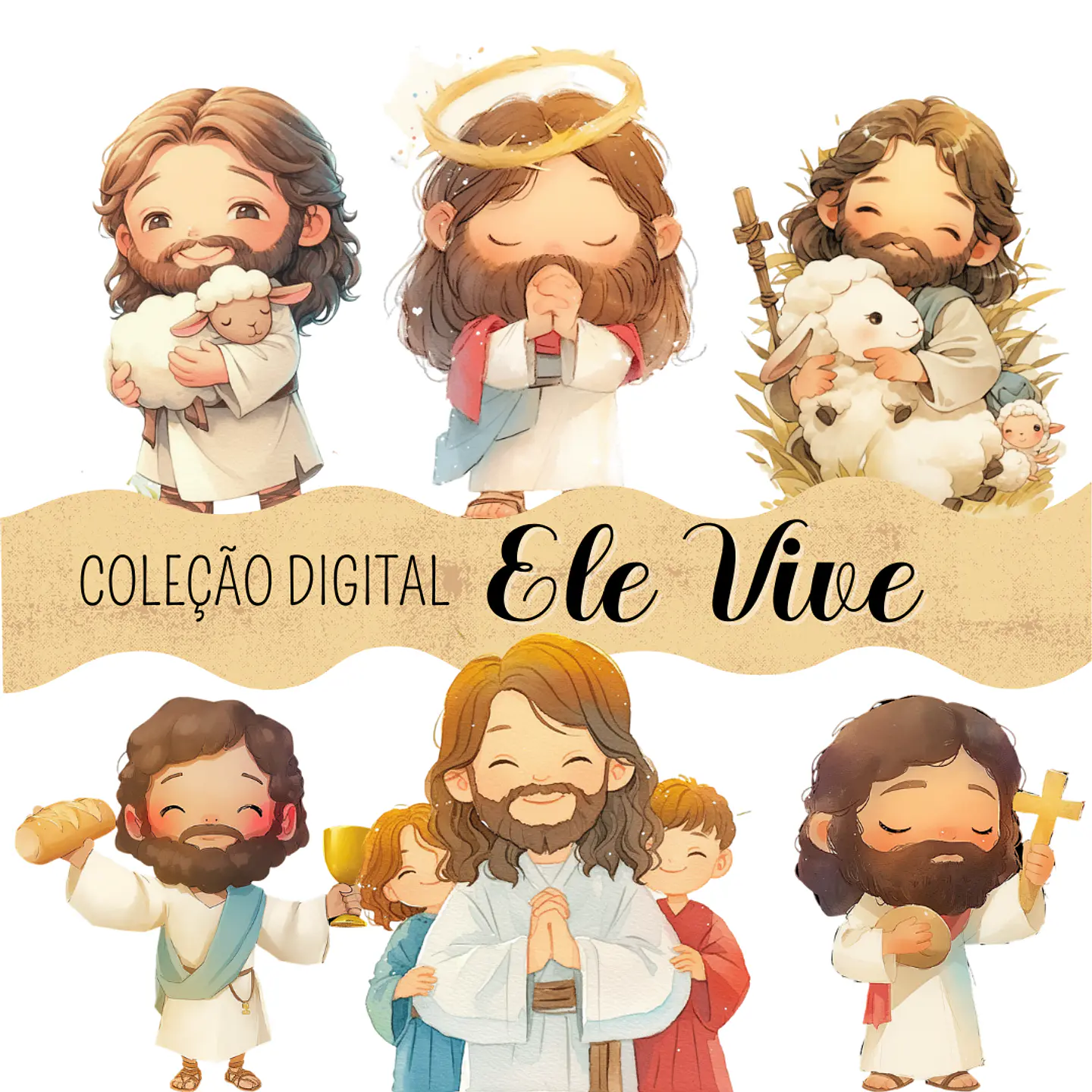 Kit Digital Jesus Deus Cristã em Png 1