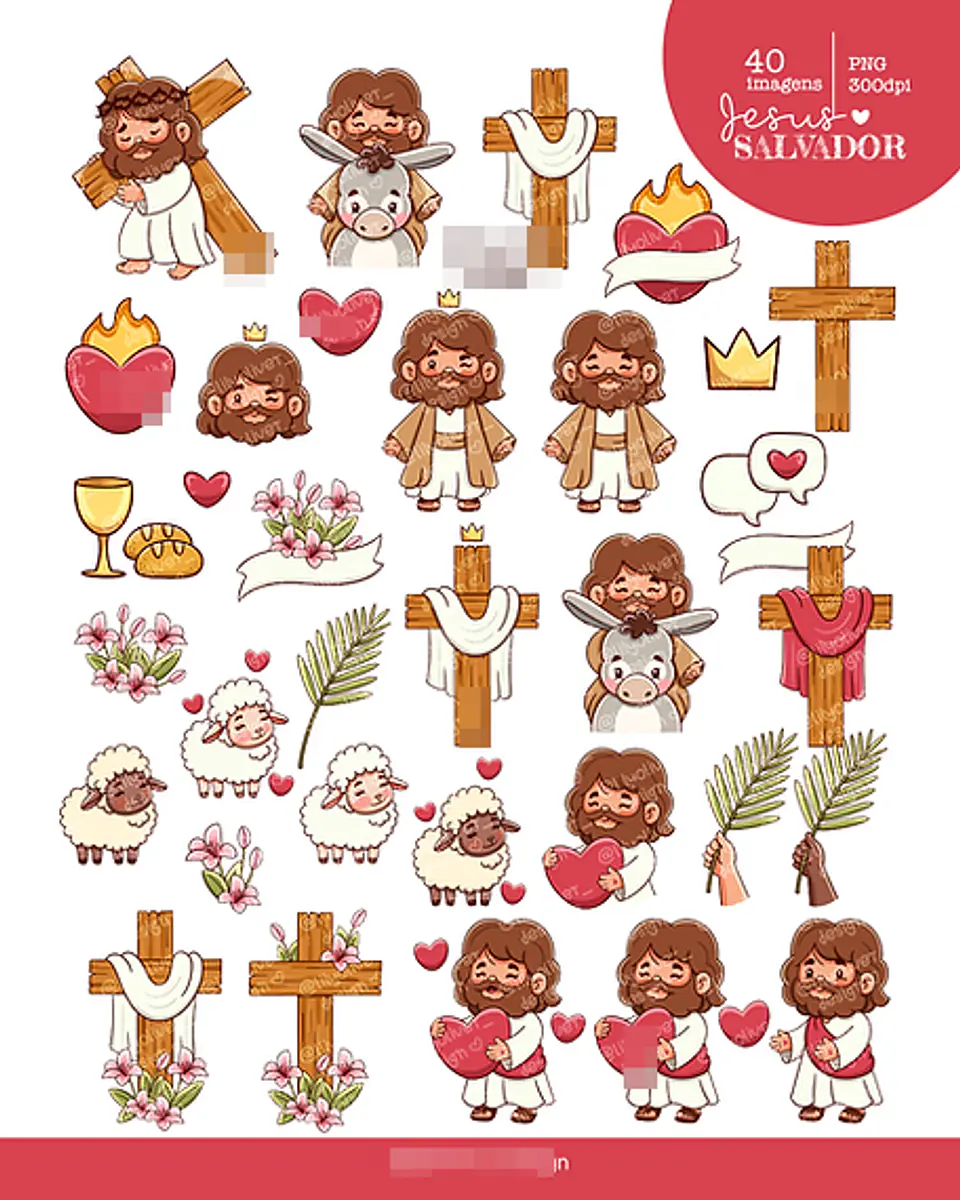 Kit Digital Jesus Deus Cristã em Png 3