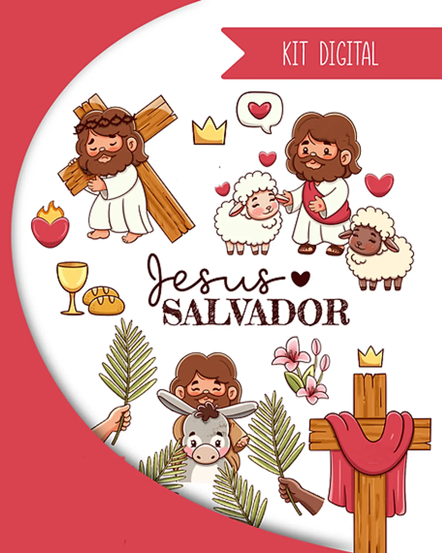 Kit Digital Jesus Deus Cristã em Png 4