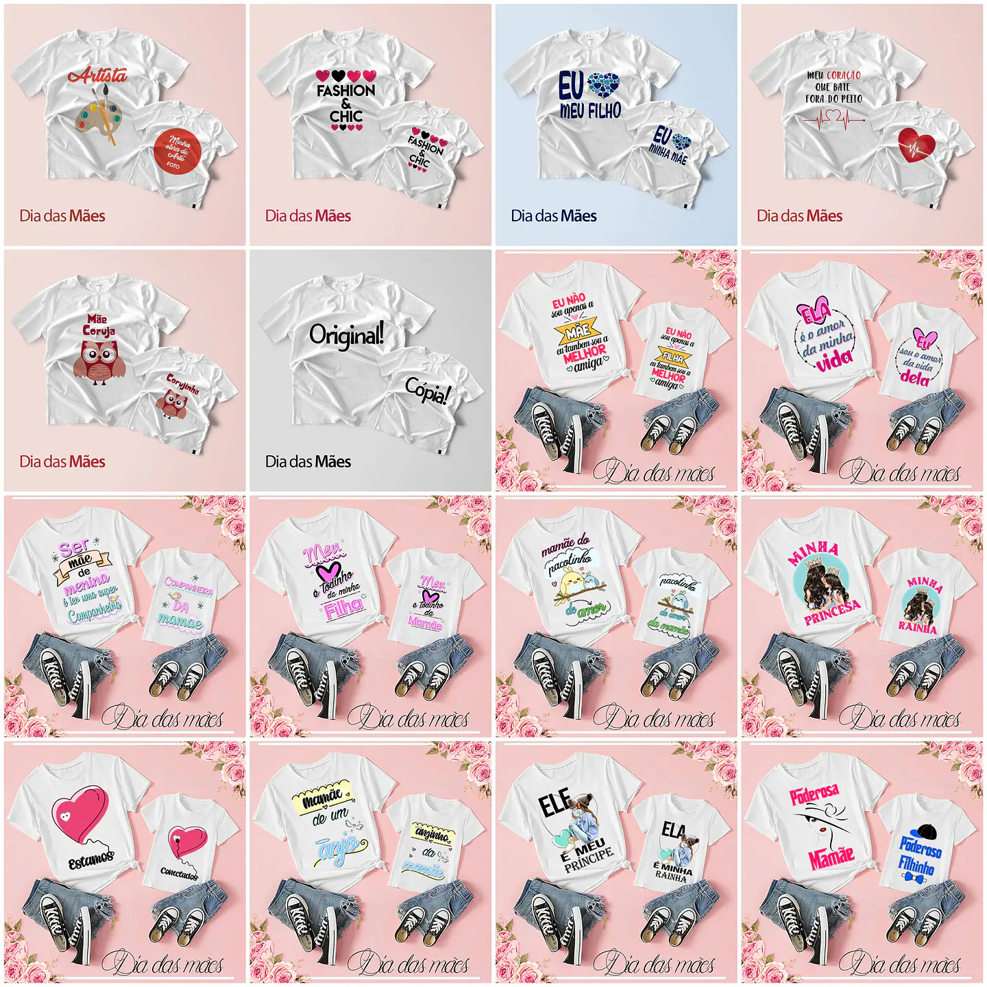 Mega Pack Artes para Camisa Dia das Mães Tal Mãe Tal Filha  16