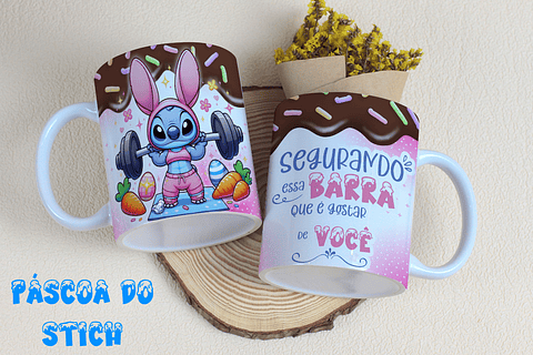 8 Arte para Caneca Stitch Páscoa Arquivo Editável