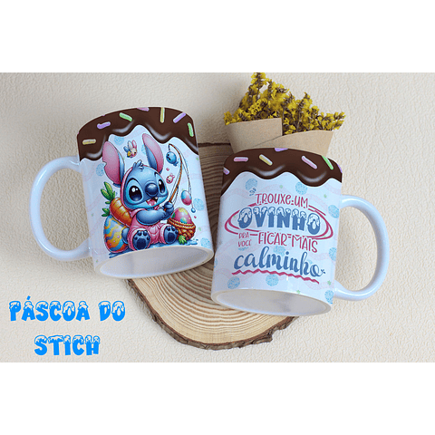 8 Arte para Caneca Stitch Páscoa Arquivo Editável