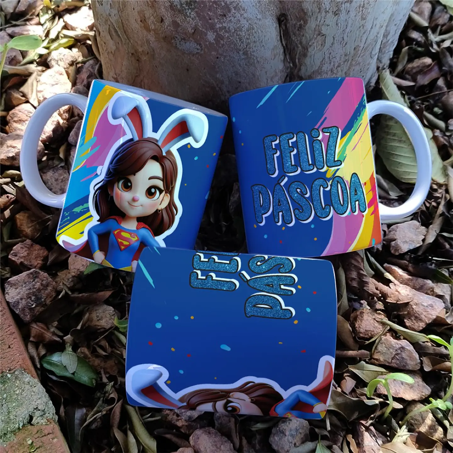 7 Arte para Caneca Super Heroinas Páscoa Arquivo em Jpg 5