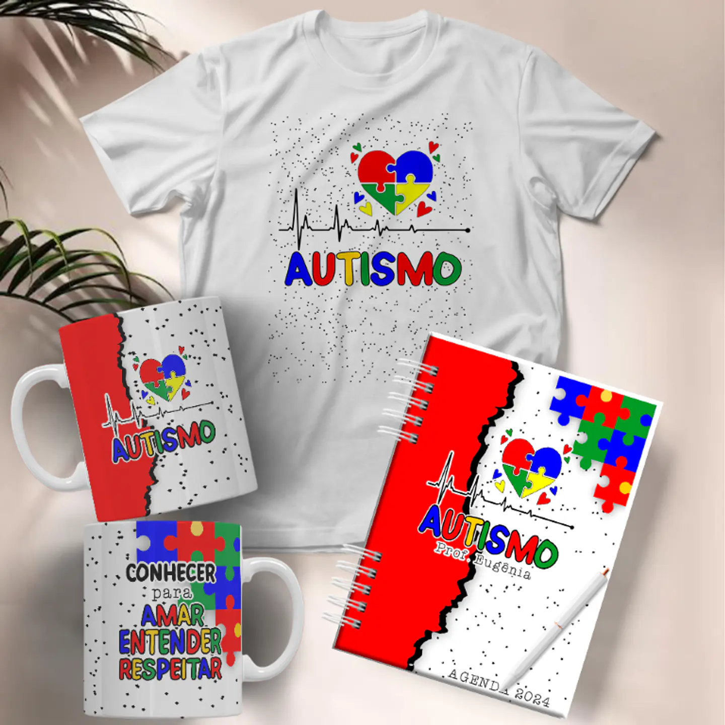 10 Arte para Caneca e Camisa Autismo Arquivo Editável 2