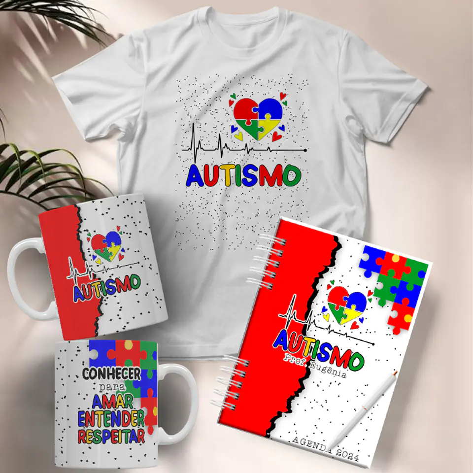 10 Arte para Caneca e Camisa Autismo Arquivo Editável 2