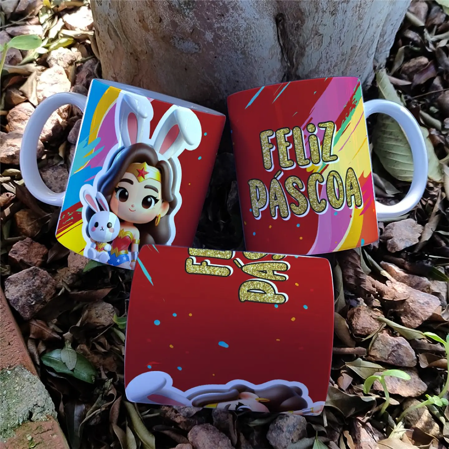 7 Arte para Caneca Super Heroinas Páscoa Arquivo em Jpg 6