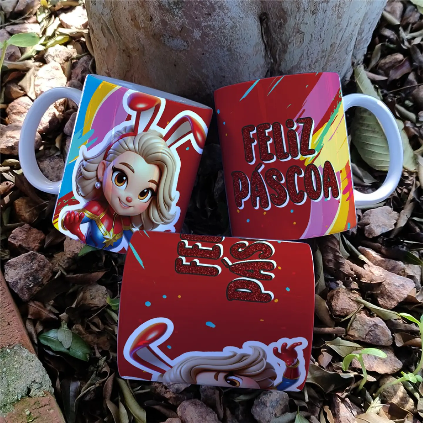 7 Arte para Caneca Super Heroinas Páscoa Arquivo em Jpg 7