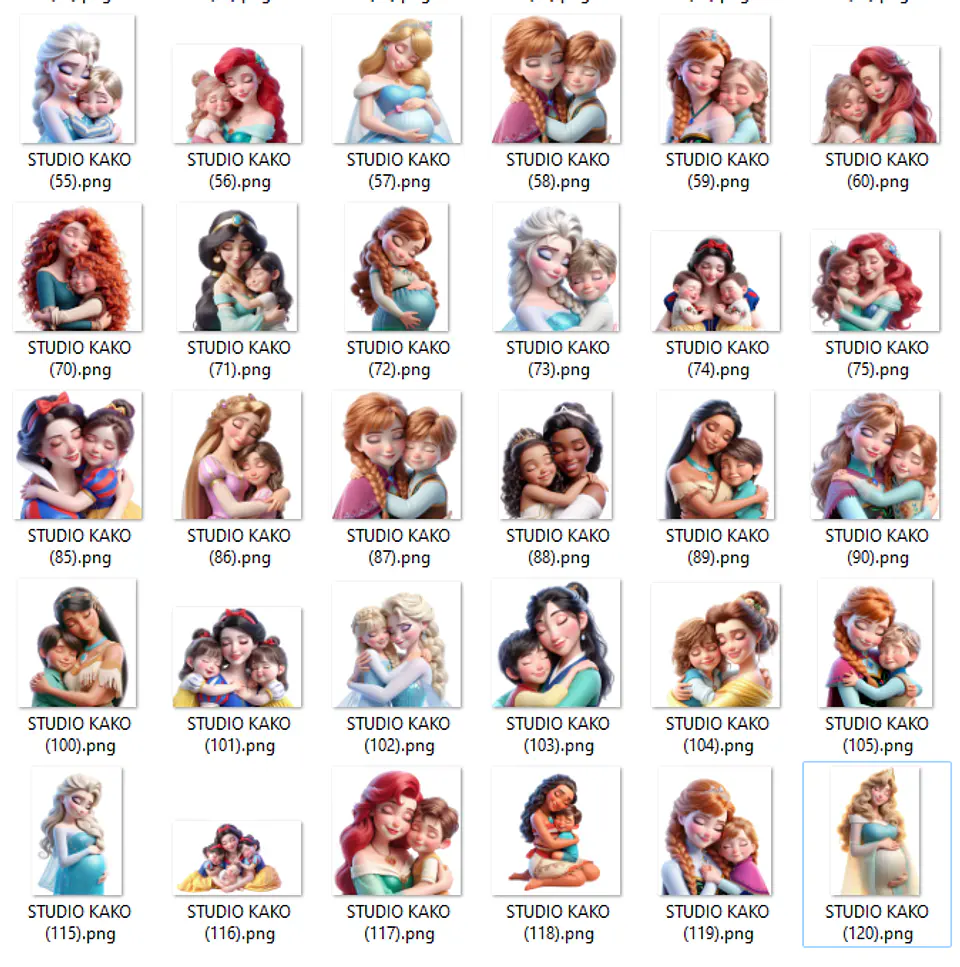 Kit Digital Princesas Dia das Mães Arquivos em Png 1