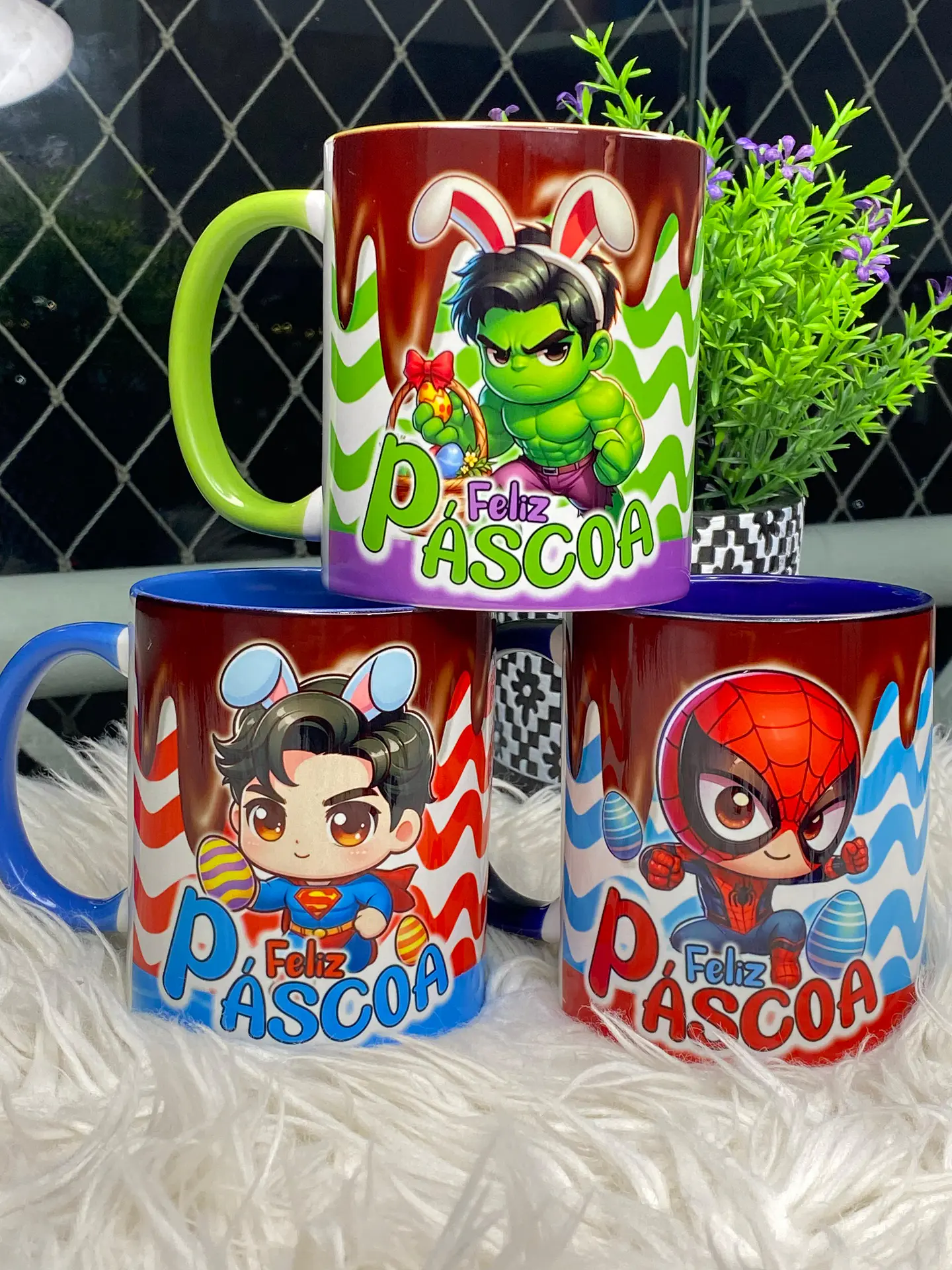 6 Arte para Caneca Páscoa Super Heróis Arquivo Png 1