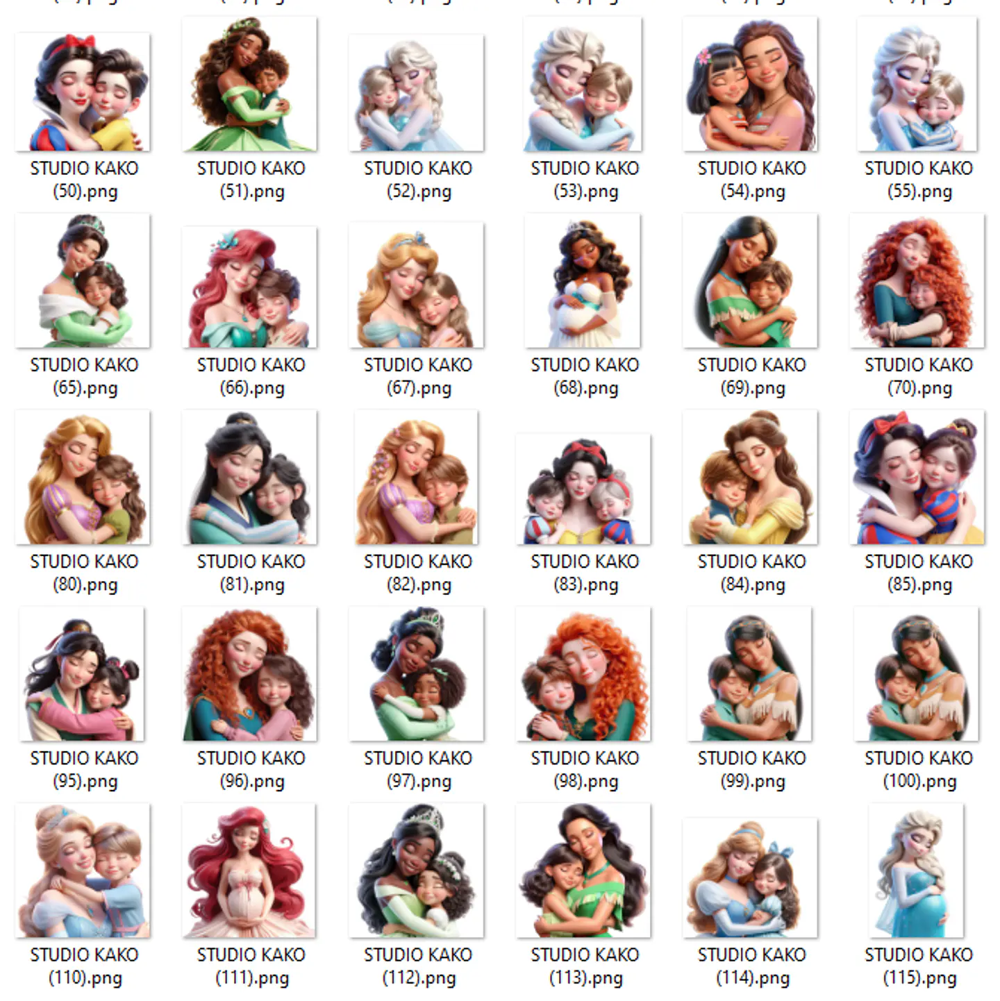 Kit Digital Princesas Dia das Mães Arquivos em Png 2