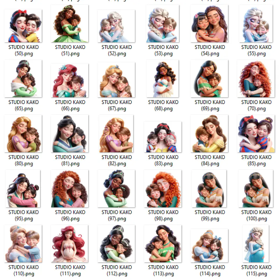 Kit Digital Princesas Dia das Mães Arquivos em Png 2