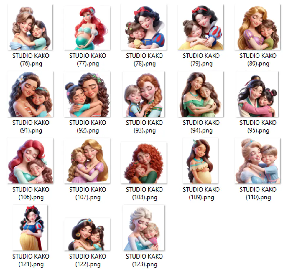 Kit Digital Princesas Dia das Mães Arquivos em Png 3