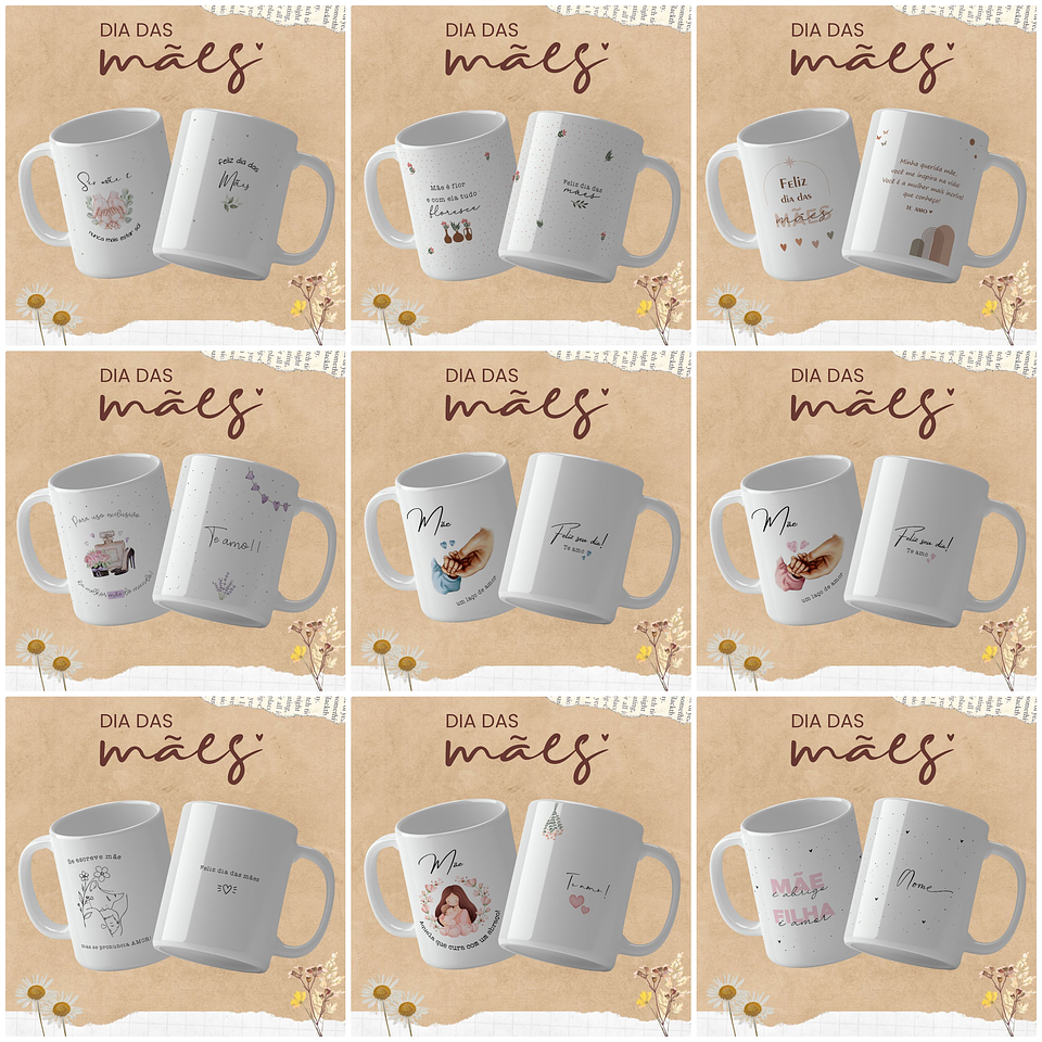 18 Artes Caneca e Azulejo Dia das Mães Arquivos Editável 1