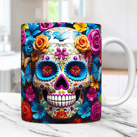 50 Artes Caneca Carveira Dia dos Mortos 3d Arquivos Png