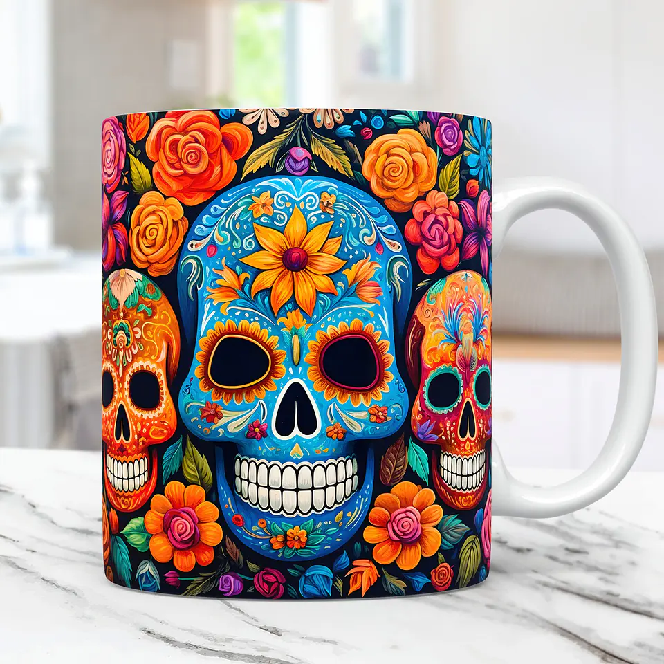 50 Artes Caneca Carveira Dia dos Mortos 3d Arquivos Png 5