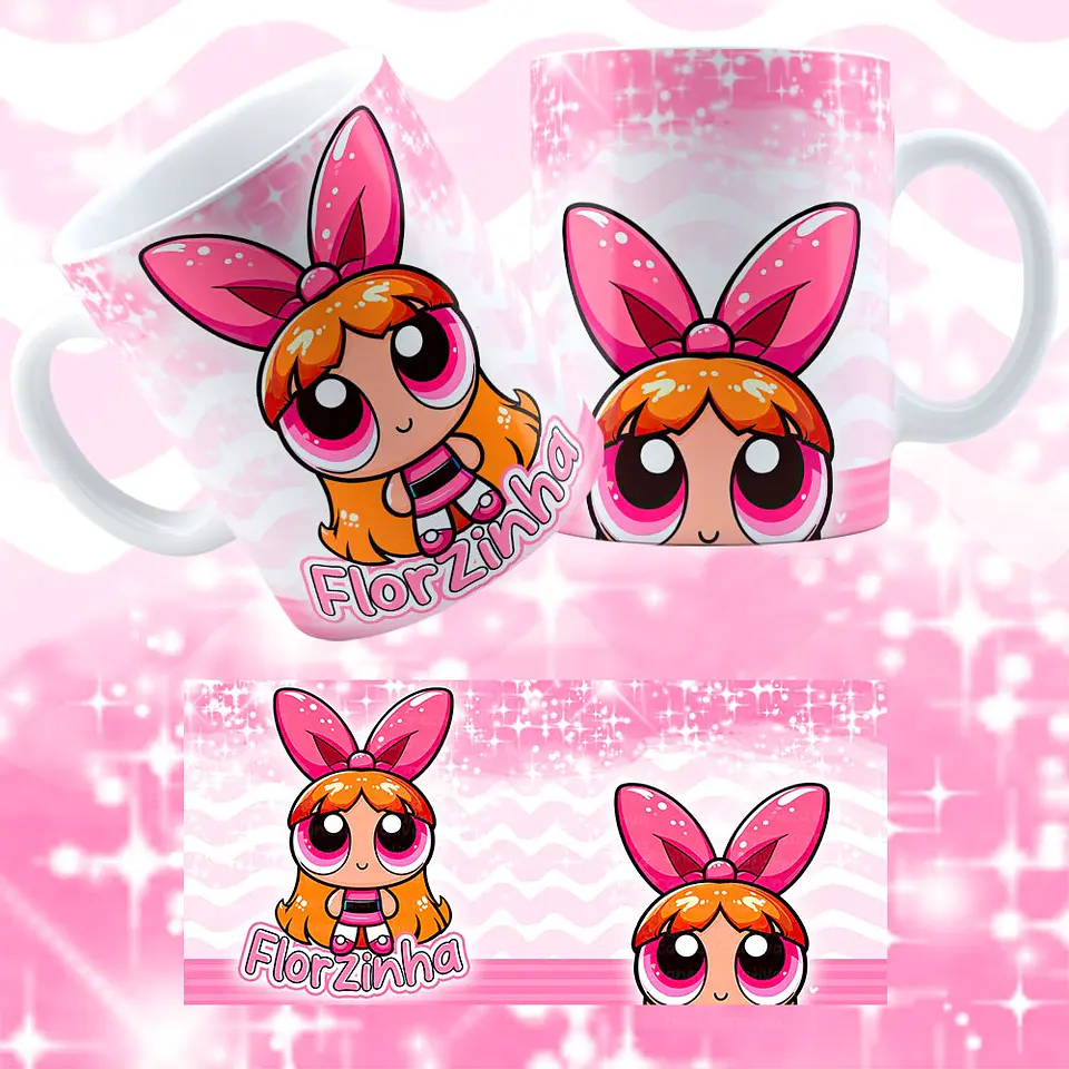 3 Artes Caneca Meninas Super Poderosas Glitter Arquivos em Jpg  5