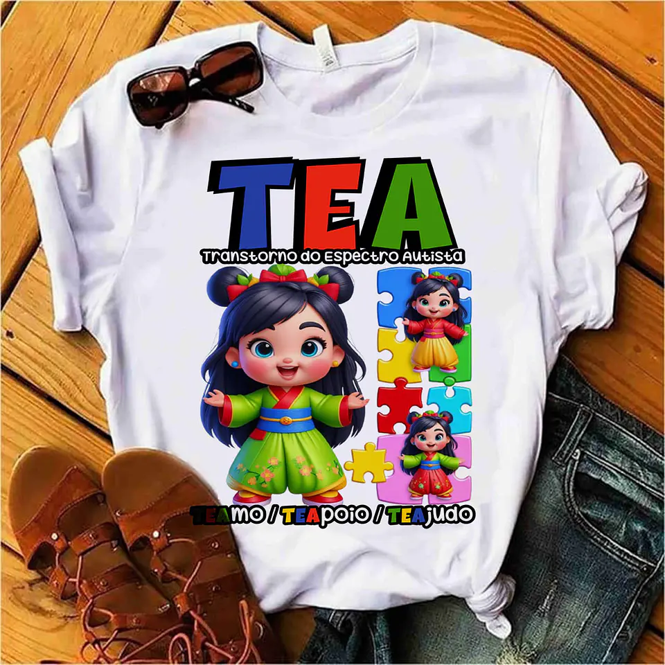 22 Artes para Caneca e Camisa Autismo Personagens Arquivo Editável 3