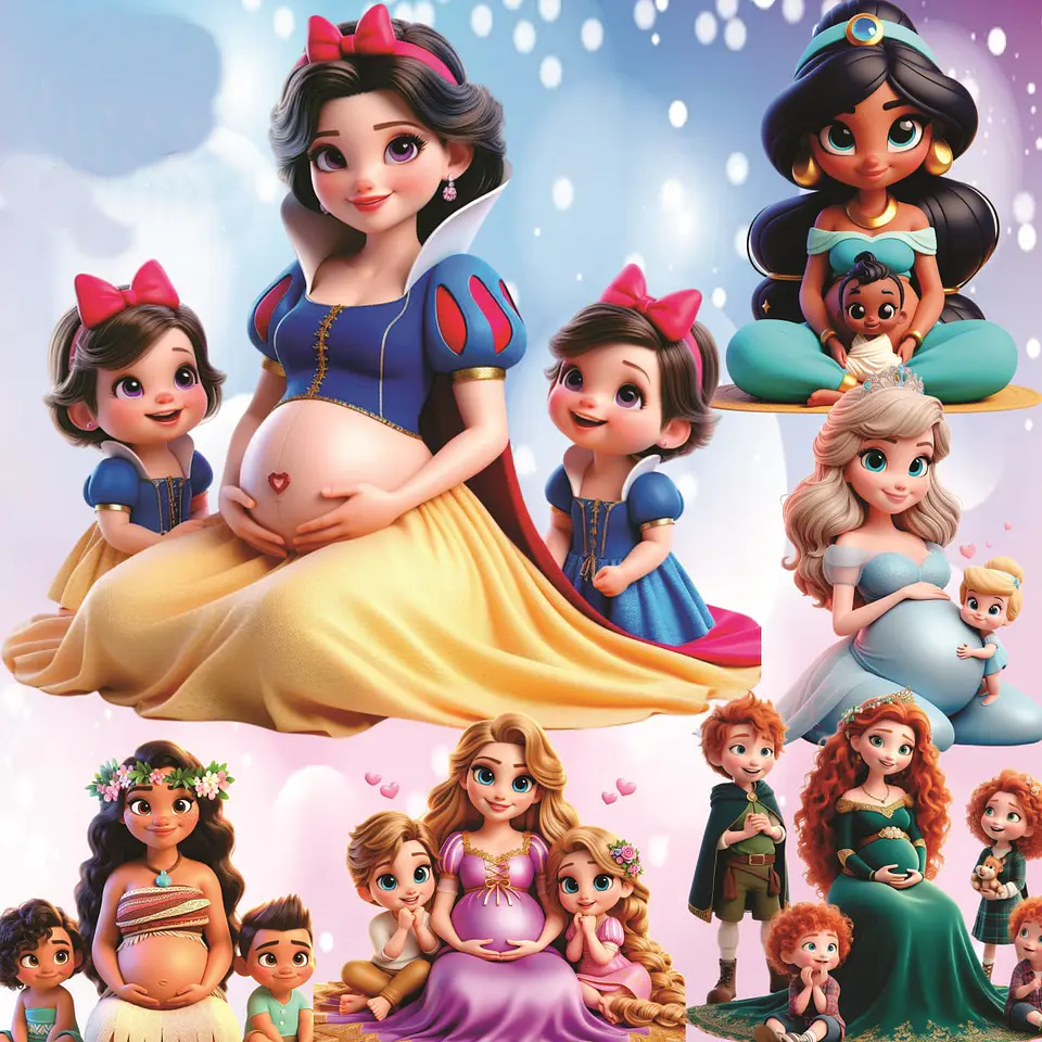 Kit Digital Princesas Dia das Mães em Png 2