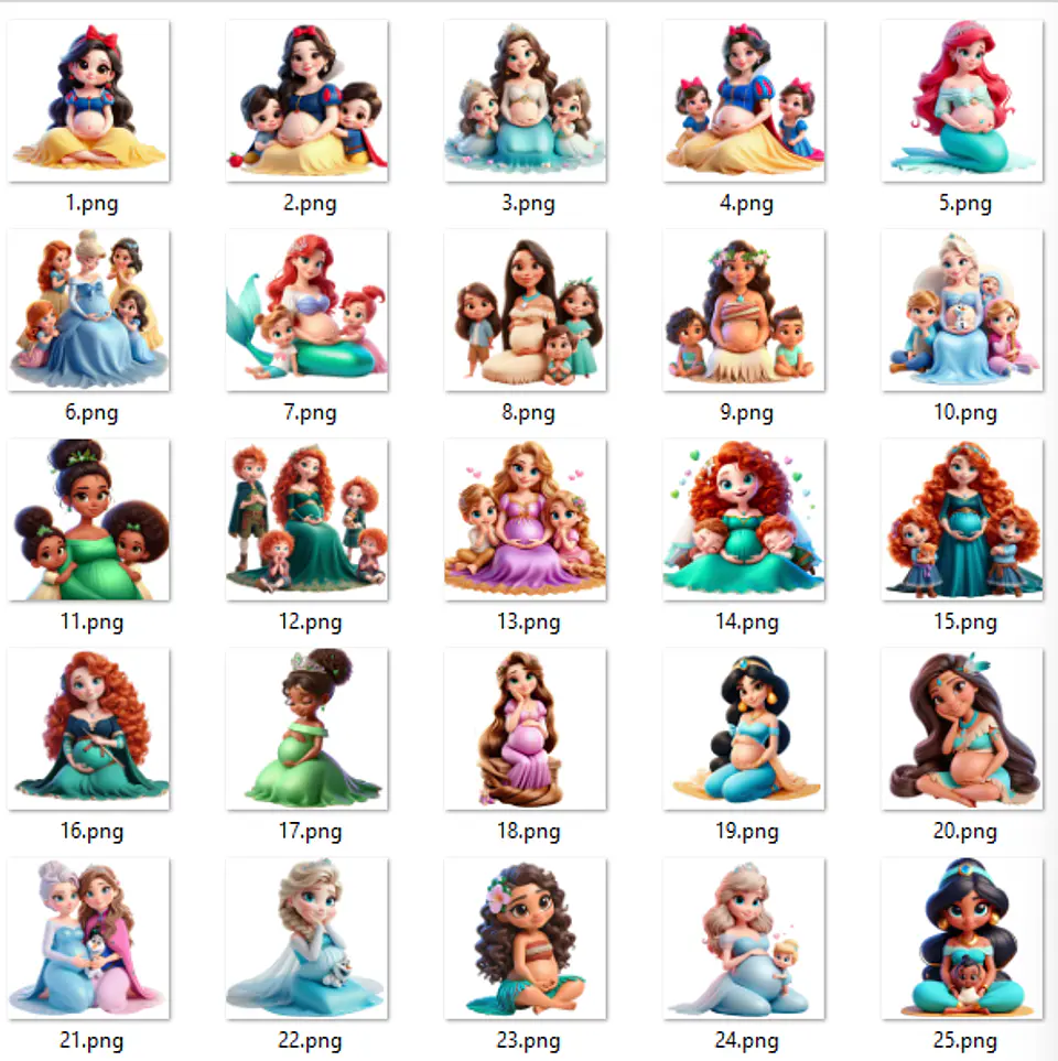 Kit Digital Princesas Dia das Mães em Png 4