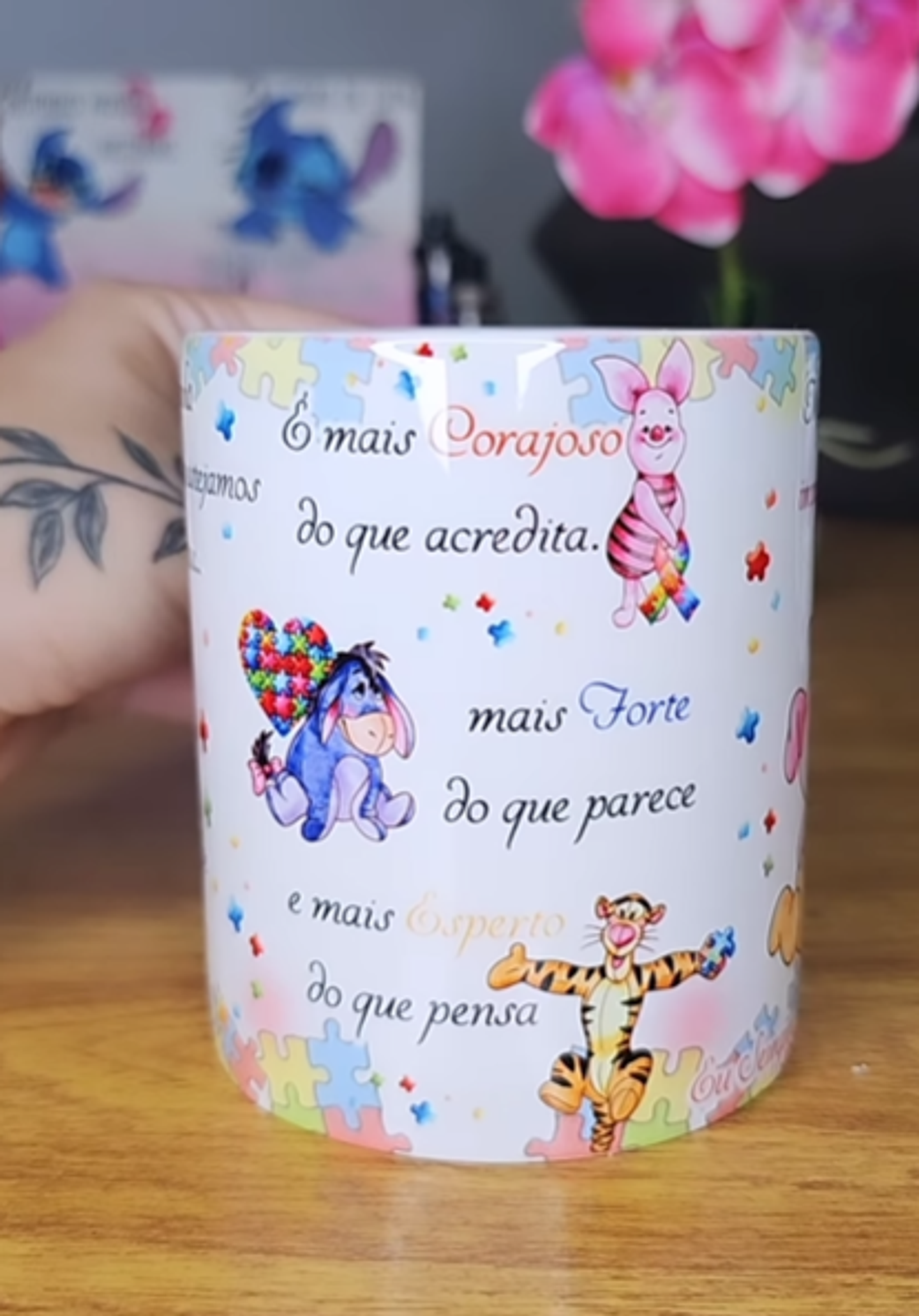 Arte Caneca Se Houver o amanhã em que não estejamos juntos - Ursinho Pooh Autismo  Arquivo Editável 2