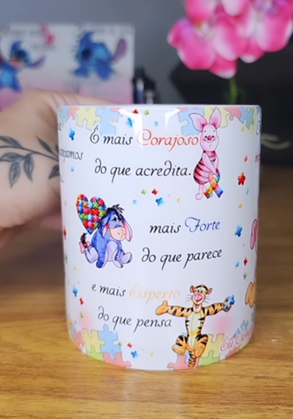 Arte Caneca Se Houver o amanhã em que não estejamos juntos - Ursinho Pooh Autismo  Arquivo Editável 2