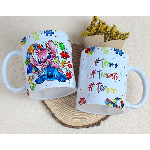 Arte Caneca Autismo Stitch Arquivo Editável