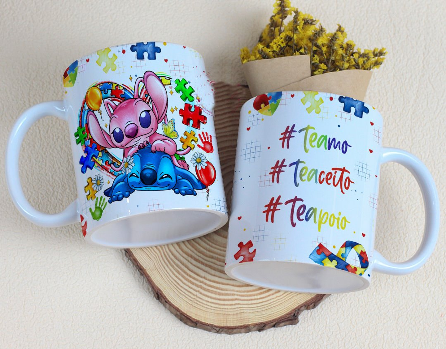 Arte Caneca Autismo Stitch Arquivo Editável 1