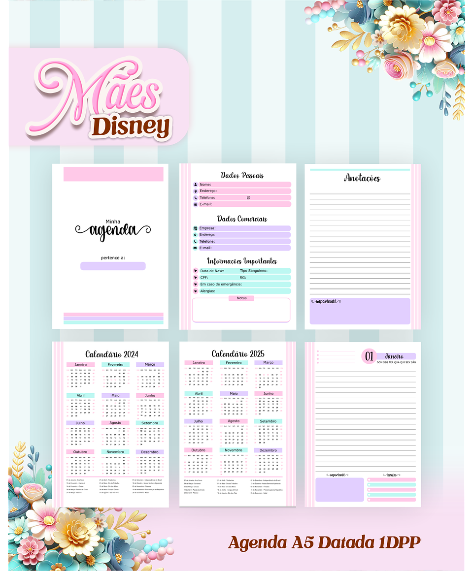 Arquivos para Encadernação Dia das Mães Princesas da Disney em Pdf e Png 8
