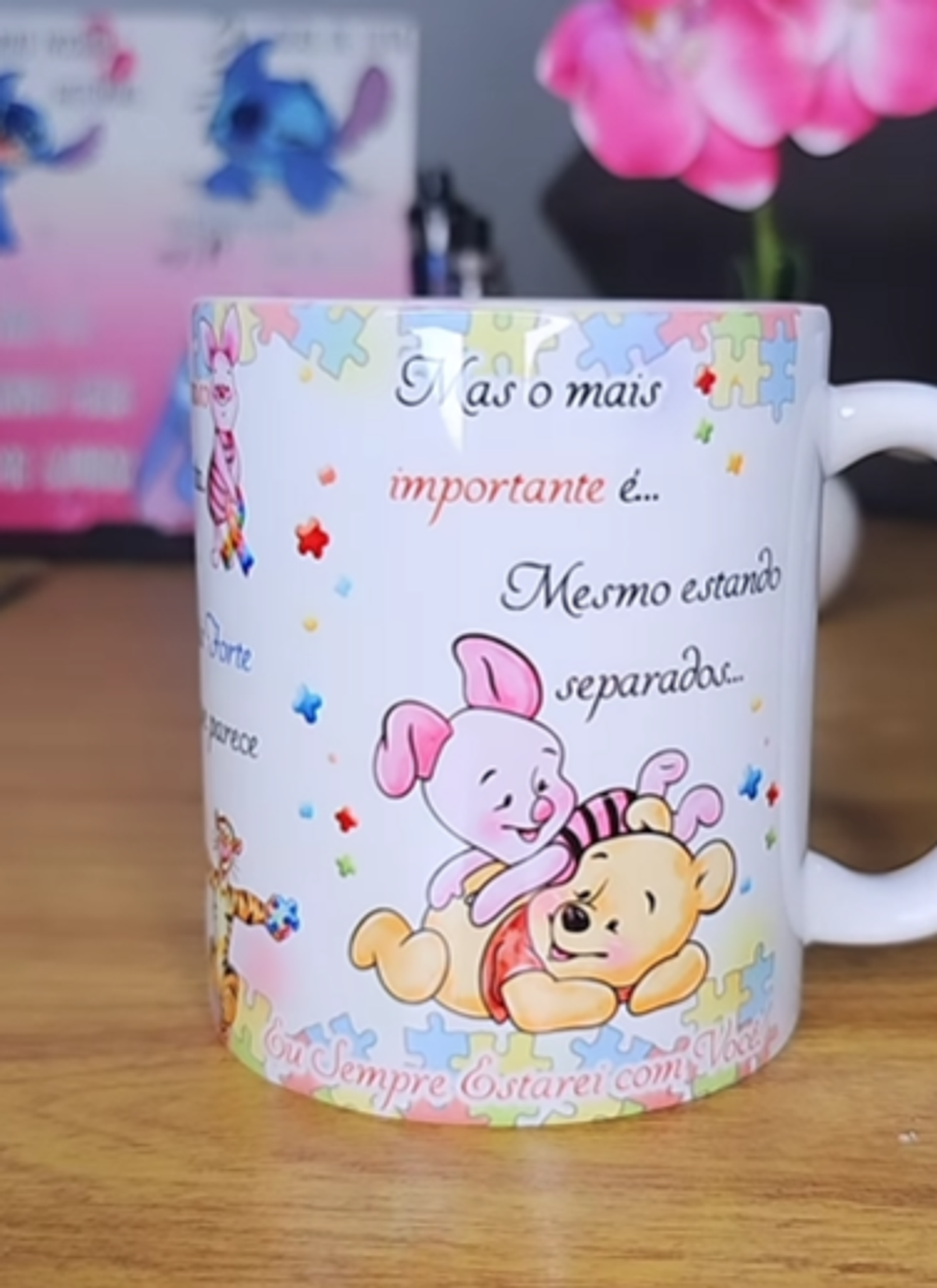 Arte Caneca Se Houver o amanhã em que não estejamos juntos - Ursinho Pooh Autismo  Arquivo Editável 3