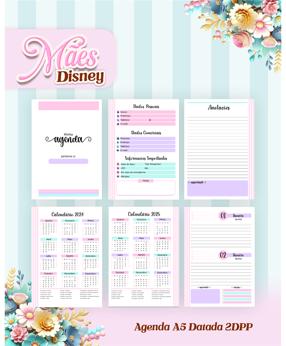 Arquivos para Encadernação Dia das Mães Princesas da Disney em Pdf e Png 9