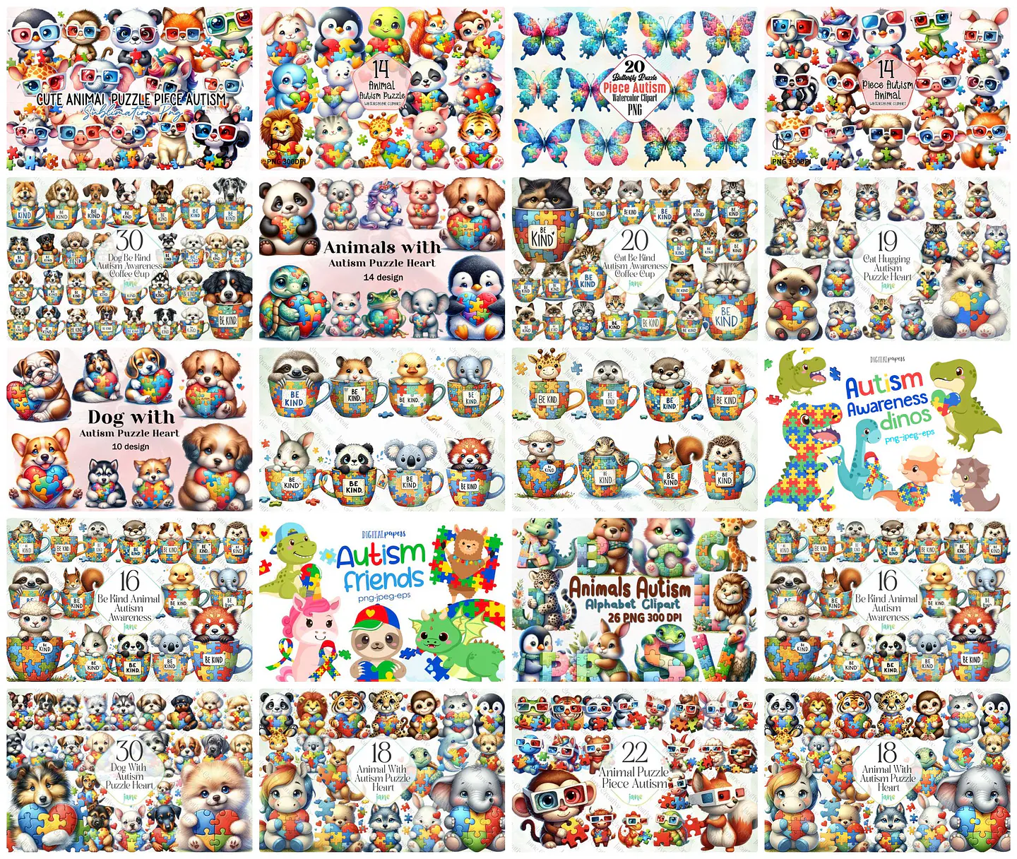 Mega Kit Digital Autismo Arquivos em Png  2