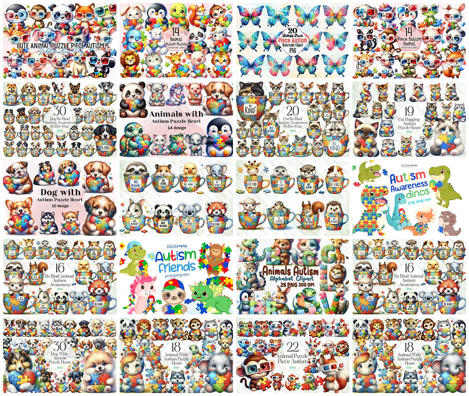 Mega Kit Digital Autismo Arquivos em Png  2