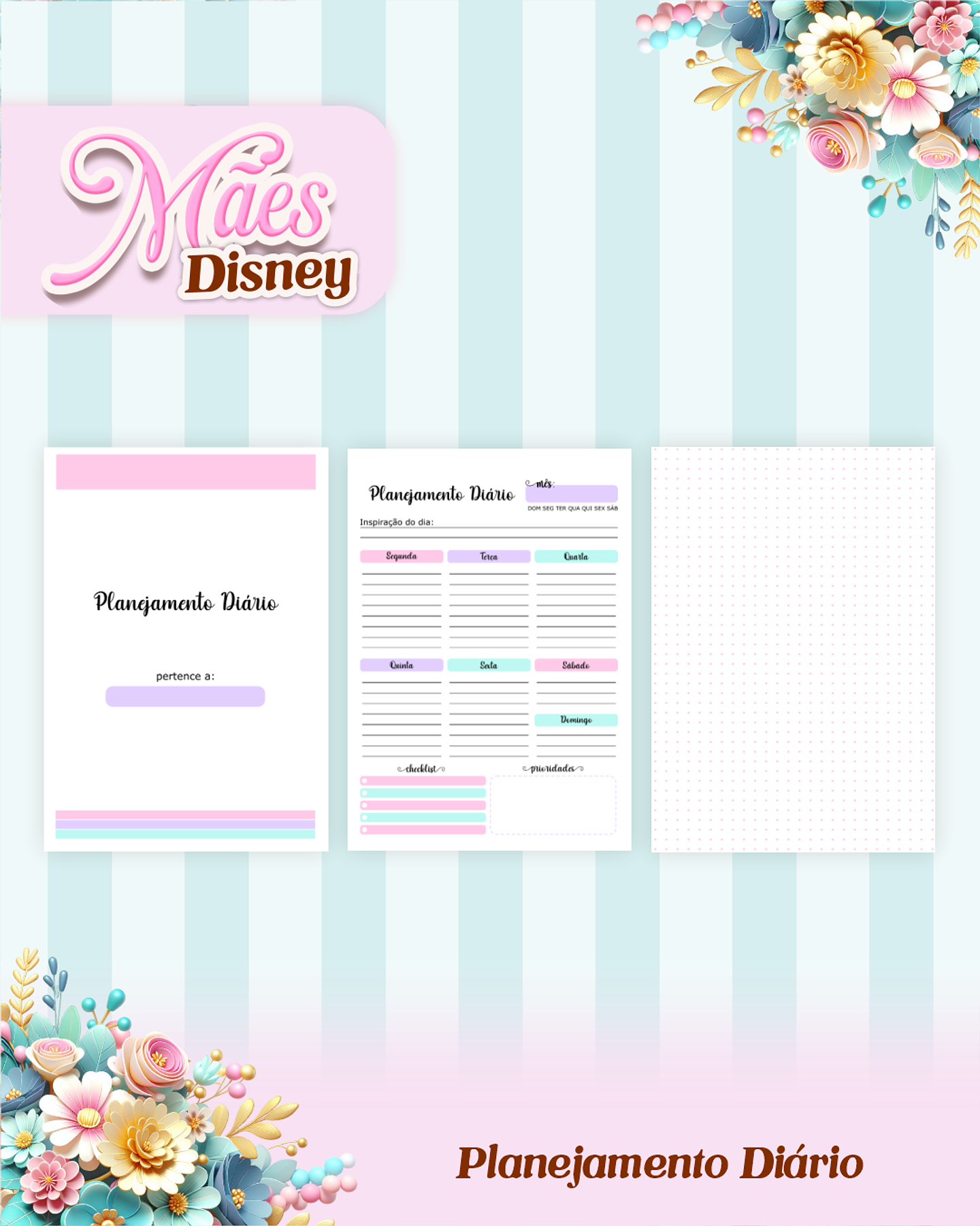 Arquivos para Encadernação Dia das Mães Princesas da Disney em Pdf e Png 14