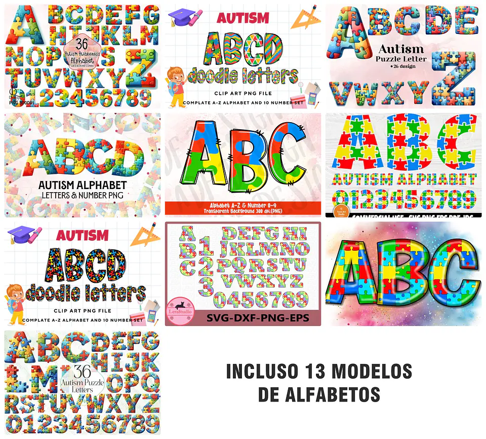 Mega Kit Digital Autismo Arquivos em Png  6