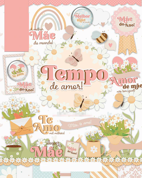 Kit Digital Dia das Mães Tempo de Amor em Png