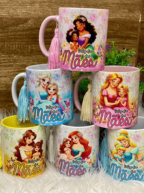 12 Artes Caneca Dia das Mães Princesas da Disney Arquivos em Jpg
