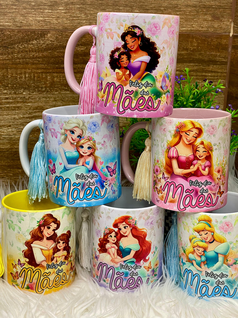 12 Artes Caneca Dia das Mães Princesas da Disney Arquivos em Jpg 1