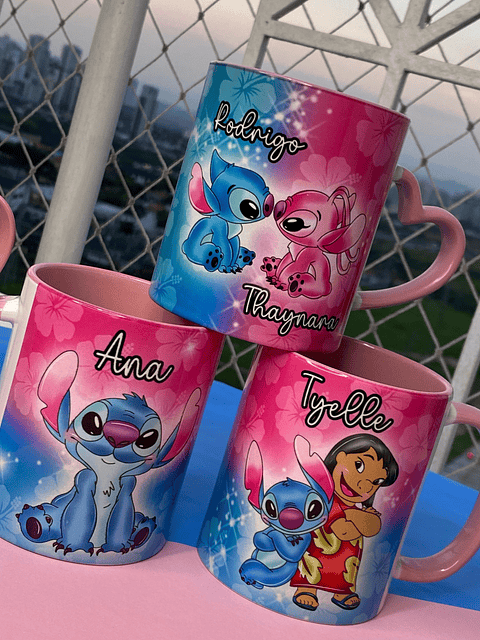 6 Artes para Caneca Stitch Glitter Arquivo em Jpg