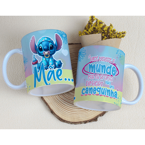 10 Artes para Caneca Dia das Mães Stitch Arquivo Editável