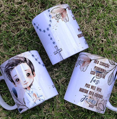 16 Artes para Caneca Primeira Eucaristia Menino e Menina Arquivo Editável