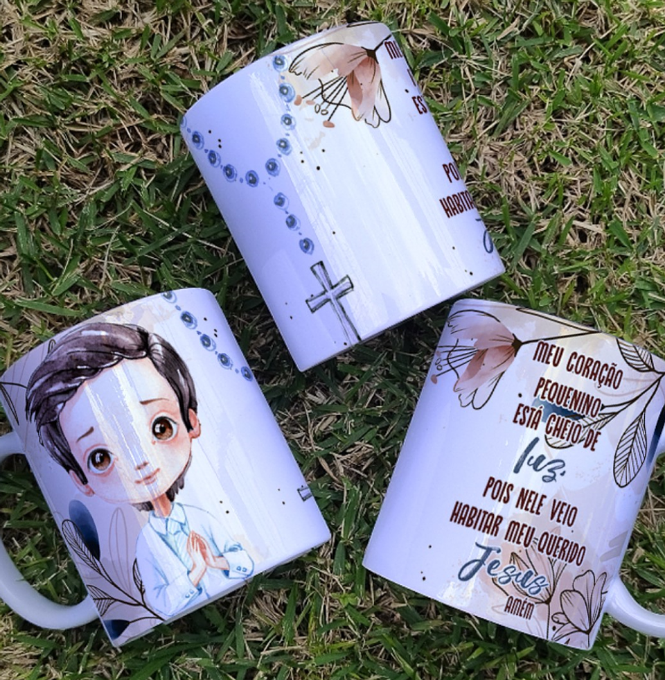 16 Artes para Caneca Primeira Eucaristia Menino e Menina Arquivo Editável 1