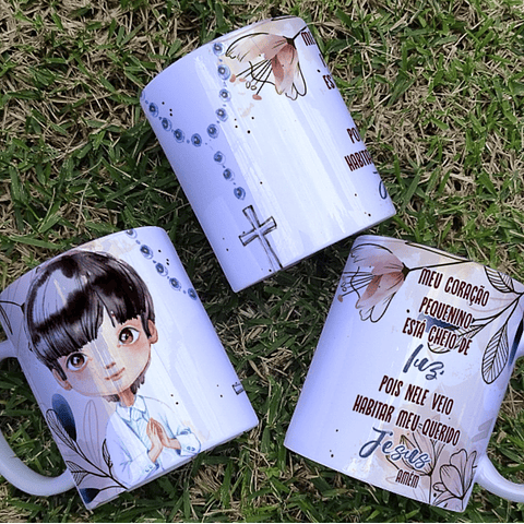 16 Artes para Caneca Primeira Eucaristia Menino e Menina Arquivo Editável