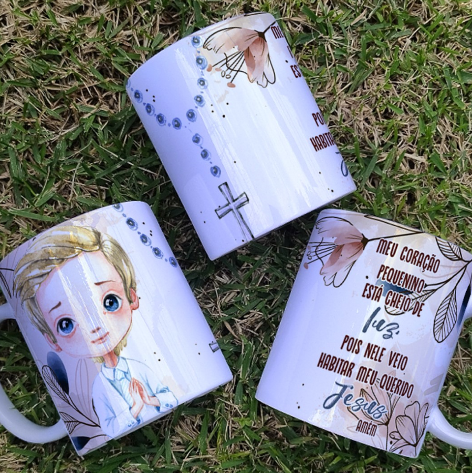 16 Artes para Caneca Primeira Eucaristia Menino e Menina Arquivo Editável 3