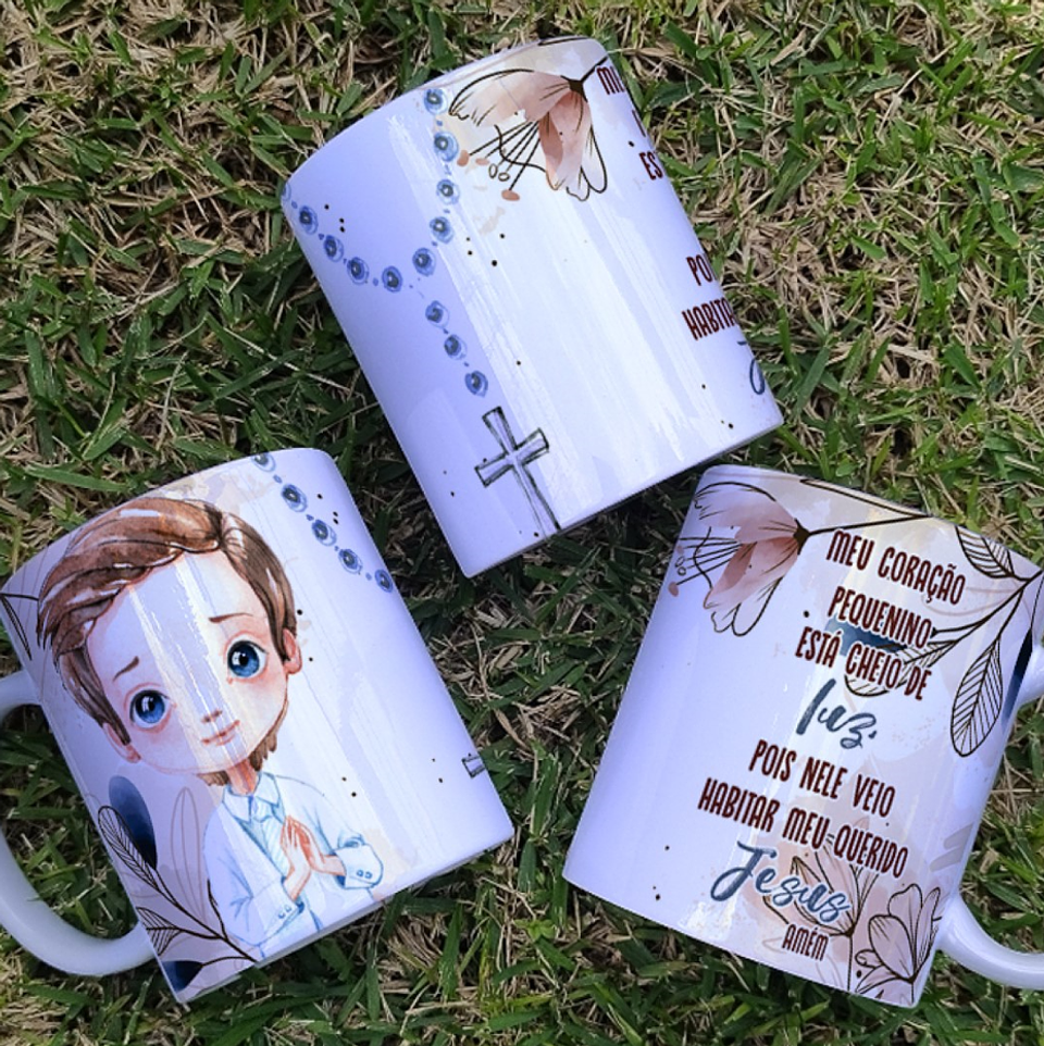 16 Artes para Caneca Primeira Eucaristia Menino e Menina Arquivo Editável 4