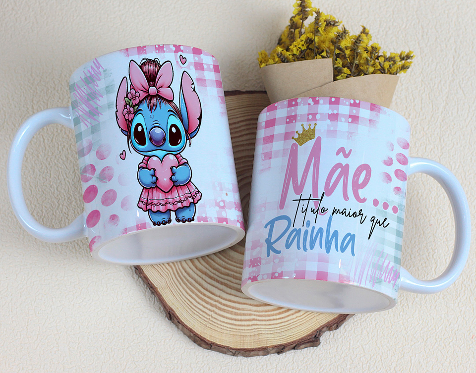 10 Artes para Caneca Dia das Mães Stitch Arquivo Editável 19