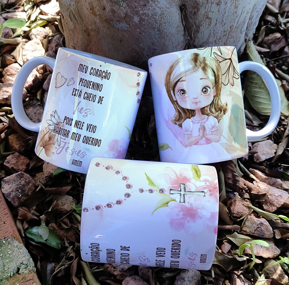 16 Artes para Caneca Primeira Eucaristia Menino e Menina Arquivo Editável 11