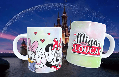 20 Artes para Caneca Amizade Disney Arquivo Editável 